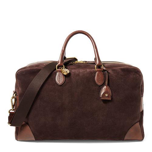 Ralph Lauren Suede Weekender Duffel Bag Espresso