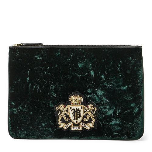 Polo Ralph Lauren Crushed Velvet Crest Pouch