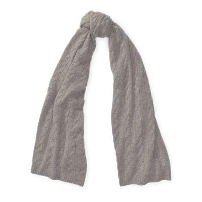 Ralph Lauren Cable Cashmere Scarf Grey