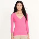 Ralph Lauren Lauren Ribbed Cotton Sweater Peace Rose