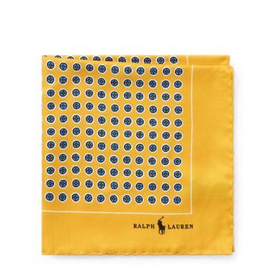 Ralph Lauren Silk Foulard Pocket Square Yellow
