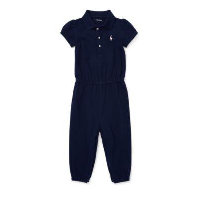 Ralph Lauren Mesh Polo Romper French Navy 6m