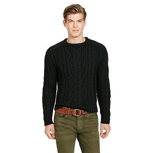 Polo Ralph Lauren Cable-knit Merino Wool Sweater Polo Black
