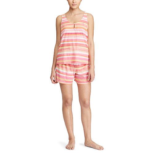 Ralph Lauren Lauren Striped Tank & Short Set Coral Stripe
