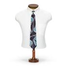 Ralph Lauren Handmade Leaf-print Silk Tie Blue Cream