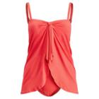Ralph Lauren Lauren Woman Overlay One-piece Swimsuit Neon Coral