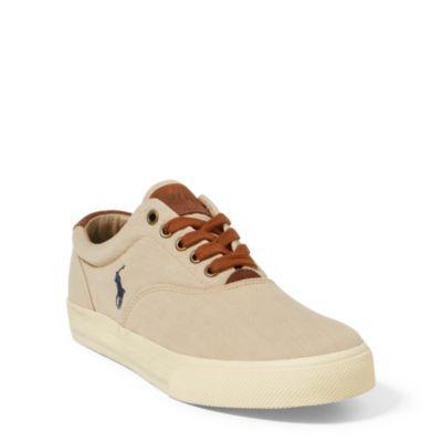 Ralph Lauren Vaughn Washed Twill Sneaker Khaki