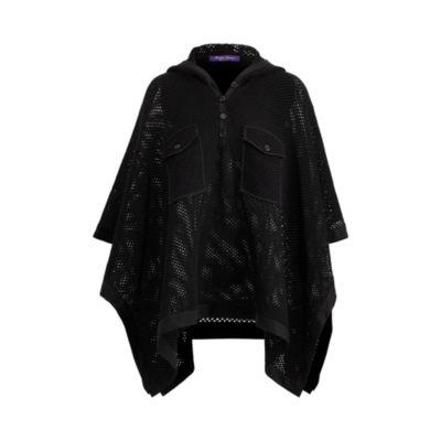Ralph Lauren Merino-linen Mesh Poncho Black