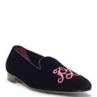 Ralph Lauren Collis Script Velvet Slipper Black/pink