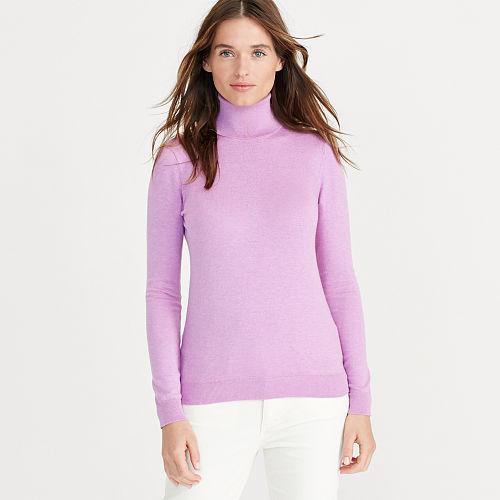 Ralph Lauren Lauren Stretch Silk Turtleneck Hyacinth