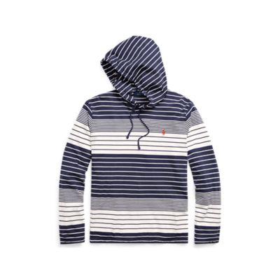 Ralph Lauren Striped Cotton Hooded T-shirt Newport Navy/white 1x Big