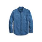 Ralph Lauren Slim Fit Indigo Linen Shirt Diamond Geo