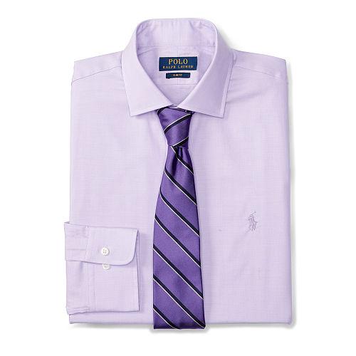 Polo Ralph Lauren Slim Cotton Twill Dress Shirt 1018a Purple/white