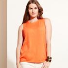 Ralph Lauren Lauren Woman Silk-blend Sleeveless Sweater Orange