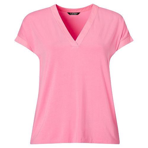 Ralph Lauren Lauren Woman Color-blocked Jersey Top Peace Rose