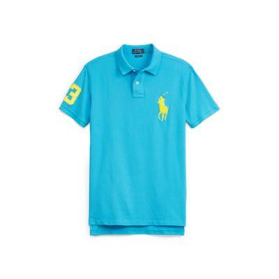 Ralph Lauren Custom Fit Mesh Polo Shirt Hawaiian Ocean