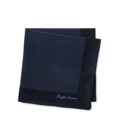 Ralph Lauren Checked Silk Pocket Square Navy