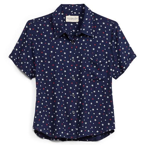 Ralph Lauren Denim & Supply Cropped Button-down Shirt Star Print