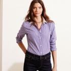 Ralph Lauren Lauren Petite Striped Stretch Cotton Shirt Purple Multi