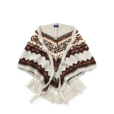 Ralph Lauren Beaded Triangle Wool Scarf Tan Multi