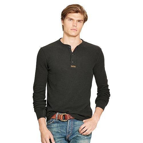 Polo Ralph Lauren Cotton Jacquard Henley Polo Black