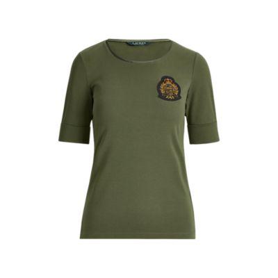 Ralph Lauren Bullion Stretch Cotton Top Admiral Green