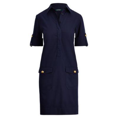 Ralph Lauren Stretch Twill Utility Dress Rl Navy