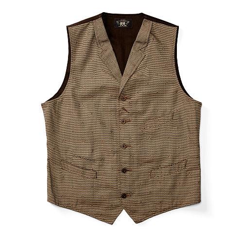 Ralph Lauren Rrl Silk-cotton Jacquard Vest Brown