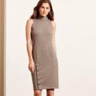 Ralph Lauren Lauren Buttoned-skirt Ponte Dress Brown/cream