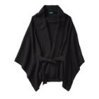 Ralph Lauren Belted Ribbed Poncho Black