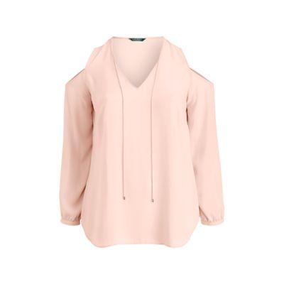 Ralph Lauren Georgette Cold-shoulder Top Pale Rose