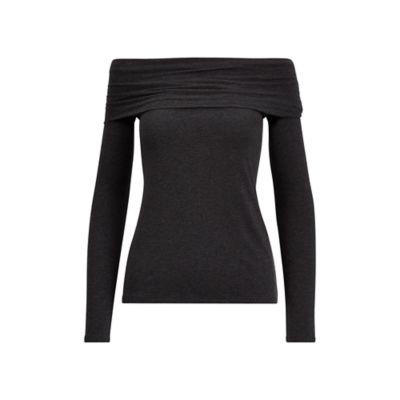 Ralph Lauren Jersey Off-the-shoulder Top Dark Gents Heather
