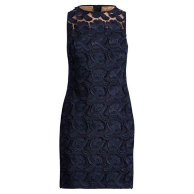 Ralph Lauren Floral Lace Dress Navy-wheat