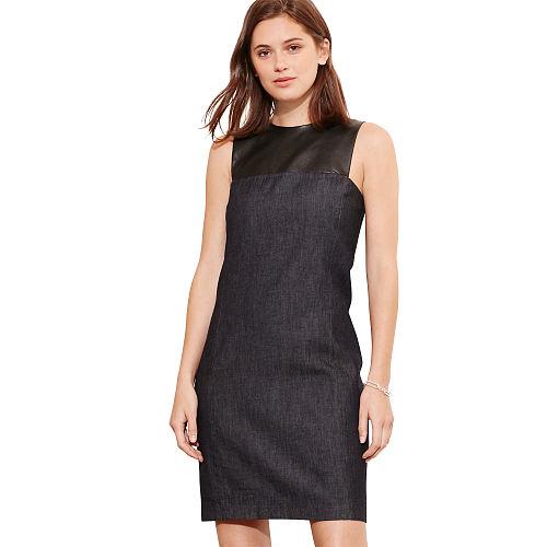 Ralph Lauren Lauren Petite Denim Shift Dress Blue Multi