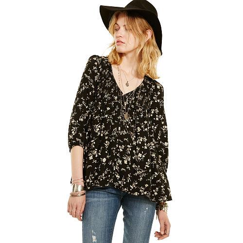 Ralph Lauren Denim & Supply Floral-print Boho Top Black Floral