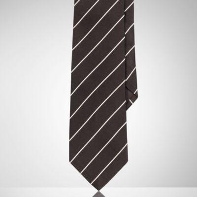 Ralph Lauren Striped Silk Satin Tie Black