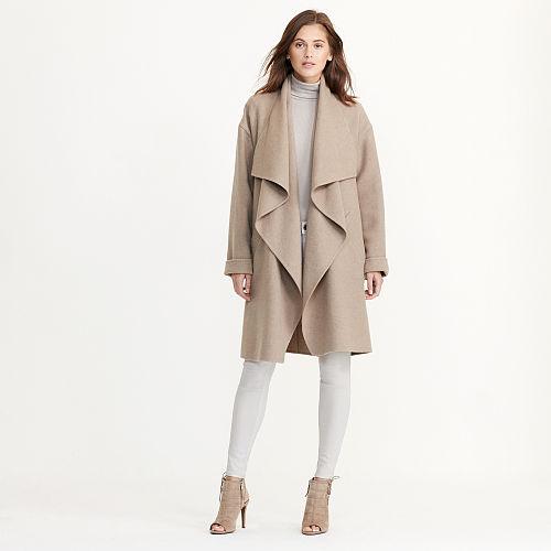 Ralph Lauren Lauren Draped Wool-blend Coat Truffle