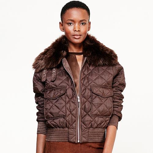 Ralph Lauren Lauren Quilted Bomber Jacket Brown