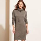 Ralph Lauren Lauren Petite Jersey Funnelneck Dress Concrete Heather