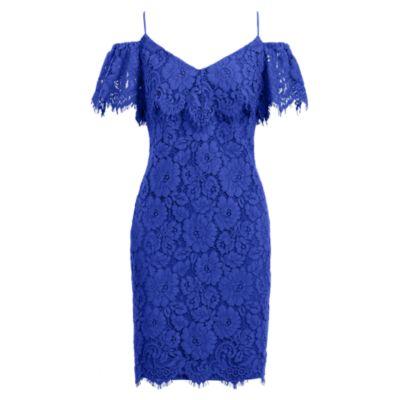 Ralph Lauren Lace Cold-shoulder Dress Blue