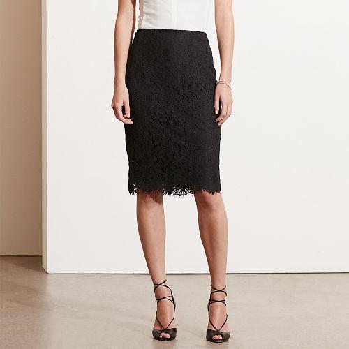Ralph Lauren Lauren Petite Lace Pencil Skirt Black