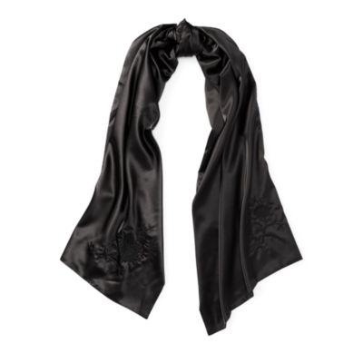 Ralph Lauren Laia Embroidered Satin Scarf Black