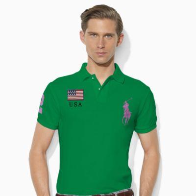 Ralph Lauren Custom Slim Fit Mesh Polo White/billiard Green