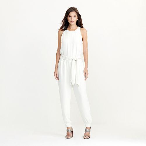 Ralph Lauren Lauren Crepe Sleeveless Jumpsuit Antique Ivory