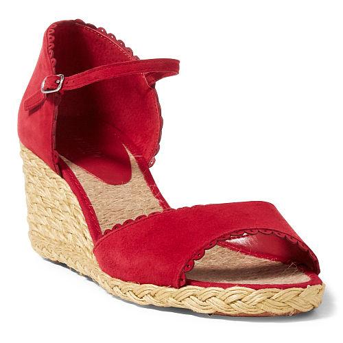 Ralph Lauren Lauren Chrissie Suede Espadrille Rouge