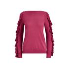 Ralph Lauren Ruffled Silk-blend Sweater Rich Cranberry