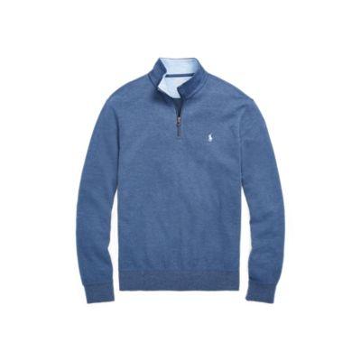 Ralph Lauren Cotton-blend Half-zip Pullover Derby Blue Heather 3x Big
