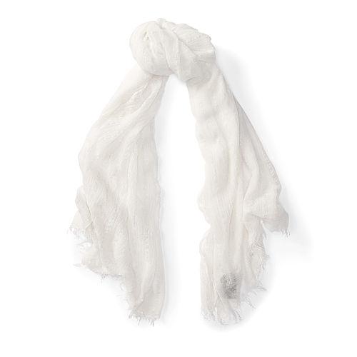 Ralph Lauren Lauren Sonia Metallic Stripe Scarf Winter Cream