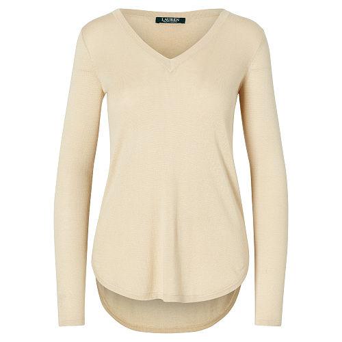 Ralph Lauren Lauren Silk-blend V-neck Sweater Pale Wheat