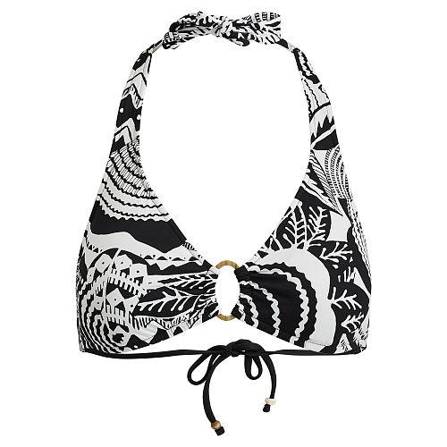 Polo Ralph Lauren Mosaic-print Halter Bikini Top Black/white